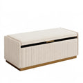 Banc coffre de rangement 120 x 45 x 50 cm en tissu côtelé beige style contemporain