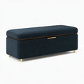 Banc coffre de rangement 120 x 45 x 48 cm tissu bleu marine style contemporain
