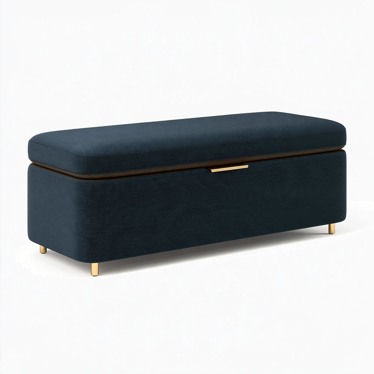 Banc coffre de rangement 120 x 45 x 48 cm tissu bleu marine style contemporain