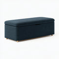 Banc coffre 120 x 45 x 45 cm en tissu bleu marine avec assise rembourrée