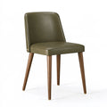 Chaise de salle à manger 48 x 55 x 85 cm aspect cuir vert kaki et pieds en bois style contemporain