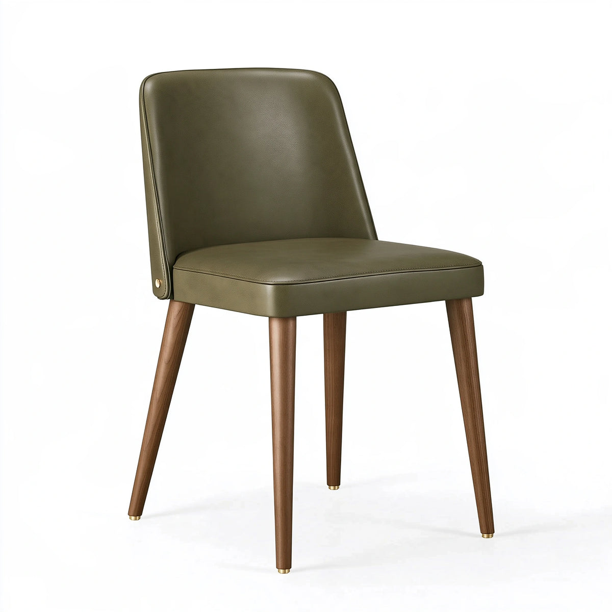 Chaise de salle à manger 48 x 55 x 85 cm aspect cuir vert kaki et pieds en bois style contemporain