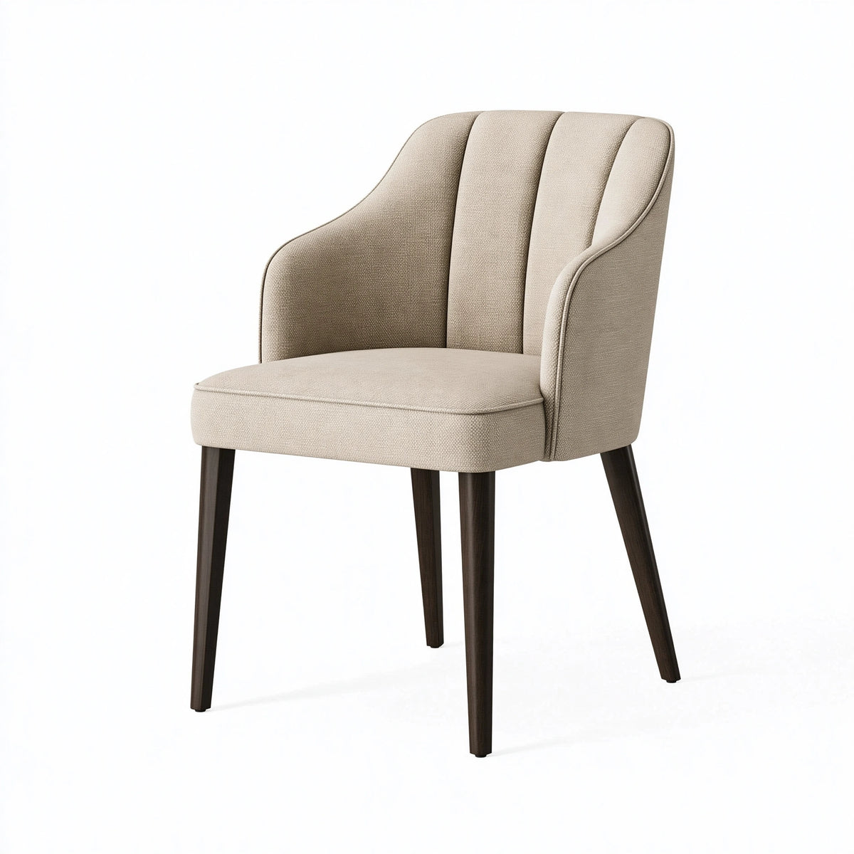 Chaise de salle à manger 58 x 63 x 88 cm en tissu beige avec pieds en bois style contemporain