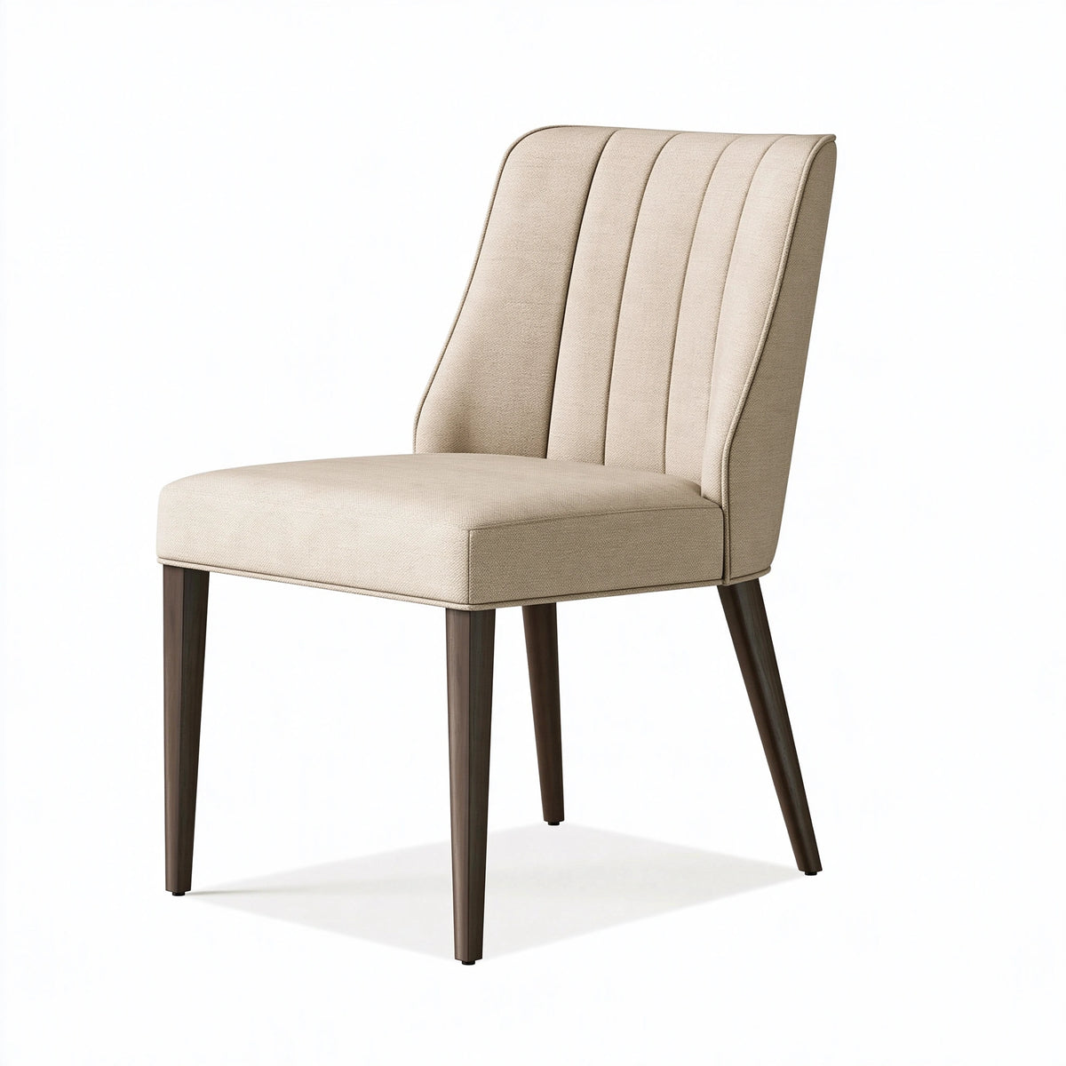 Chaise de salle à manger 52 x 61 x 88 cm en tissu beige avec pieds en bois style contemporain
