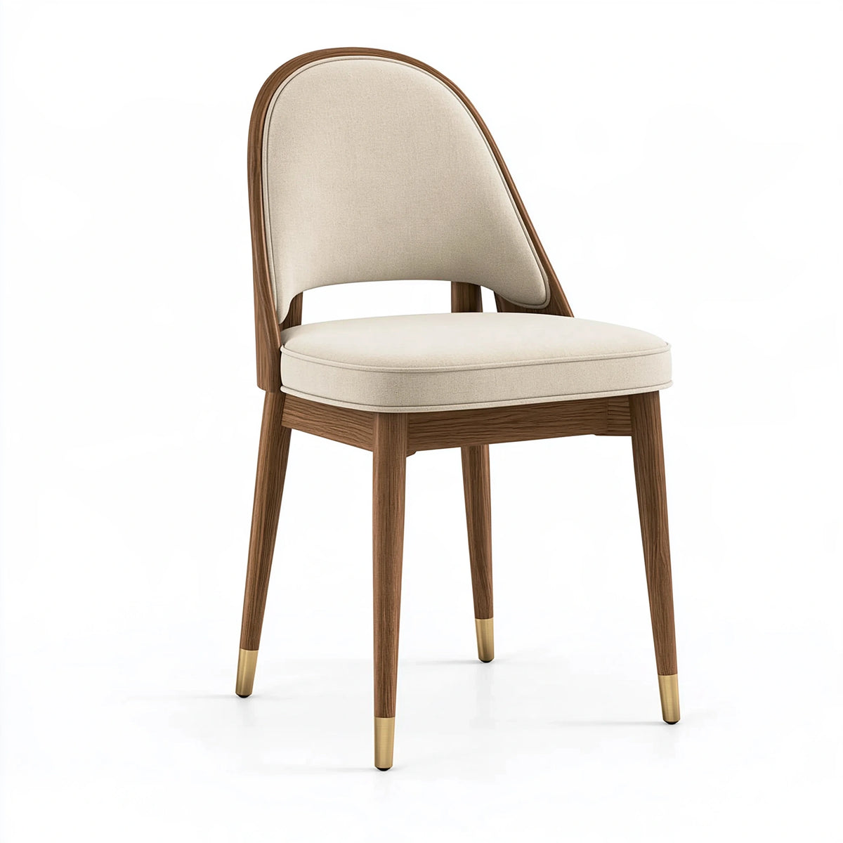 Chaise de salle à manger 50 x 55 x 85 cm en bois et tissu beige style contemporain