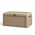 Coffre de rangement 90 x 45 x 50 cm en rotin beige avec couvercle style naturel