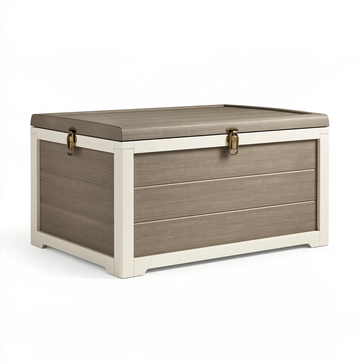 Coffre de rangement 80 x 45 x 45 cm en bois gris et blanc avec couvercle style classique