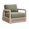 Fauteuil de jardin 82 x 78 x 80 cm en tissu vert sauge et corde tressée beige - style naturel