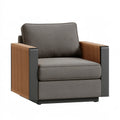 Fauteuil 85 x 82 x 88 cm en tissu gris et brun - style contemporain
