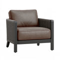 Fauteuil 76 x 78 x 84 cm en tissu marron et métal noir style contemporain