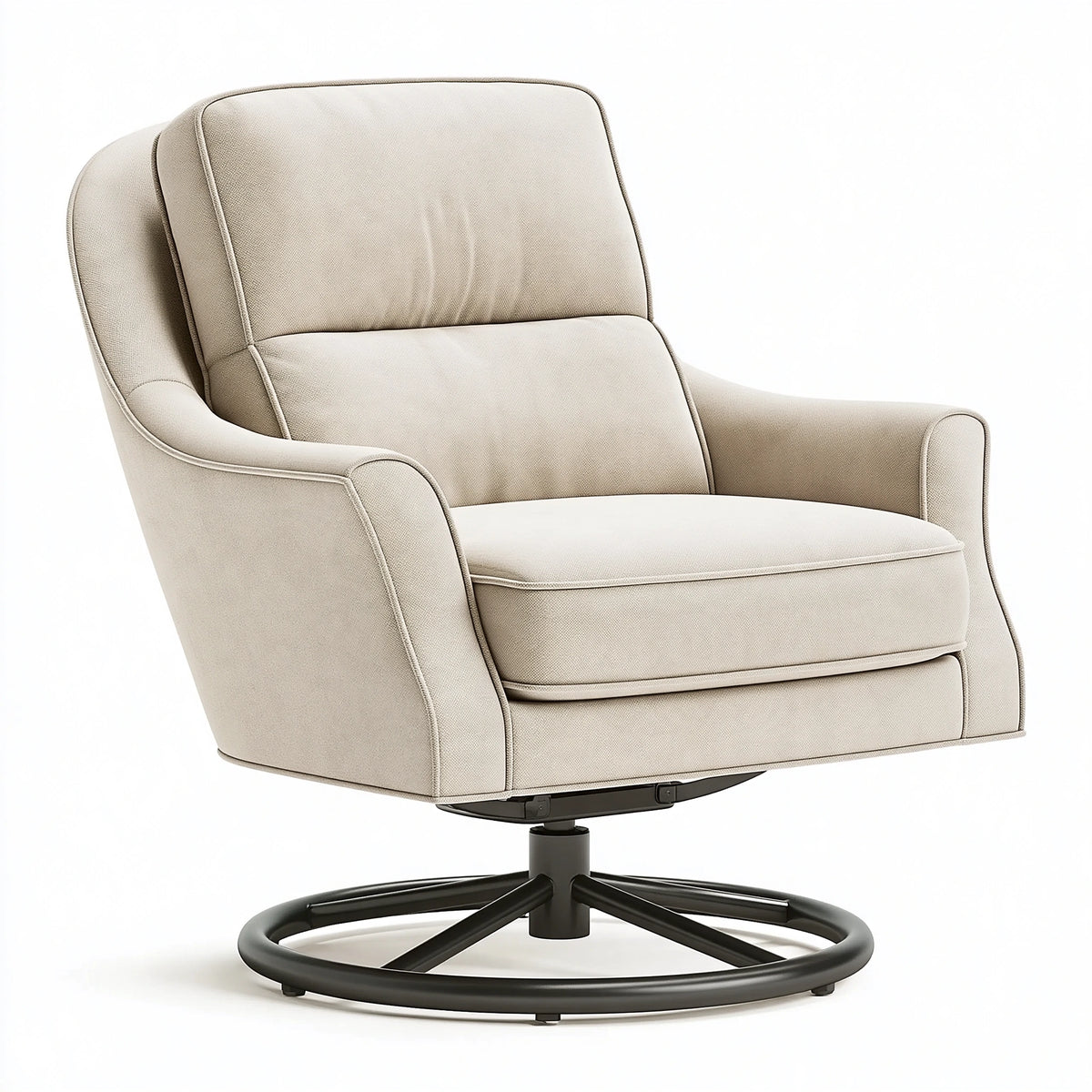 Fauteuil pivotant 80 x 85 x 102 cm en tissu beige style contemporain
