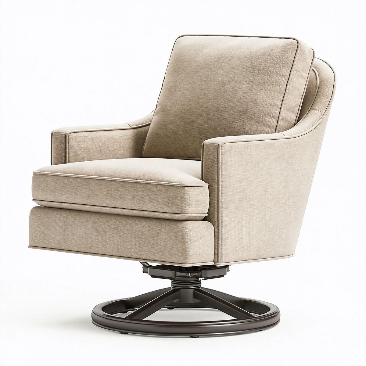 Fauteuil pivotant 82 x 90 x 102 cm en tissu beige - assise rembourrée style contemporain