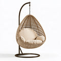 Fauteuil suspendu 105 x 105 x 195 cm tressage beige structure en métal brun avec support