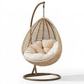 Fauteuil suspendu 105 x 105 x 195 cm en fibres tressées beige avec support métallique