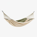 Hamac 300 x 150 cm en tissu crème vert olive pour jardin suspendu