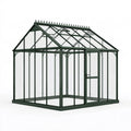 Serre de jardin 300 x 250 x 270 cm en métal vert avec panneaux en verre style victorien