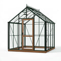 Serre de jardin 240 x 180 x 250 cm en métal et verre vert foncé style victorien