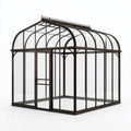 Serre de jardin 300 x 240 x 280 cm en métal et verre marron foncé style victorien