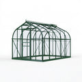 Serre de jardin 400 x 300 x 250 cm en métal vert et verre - toiture arquée décorative