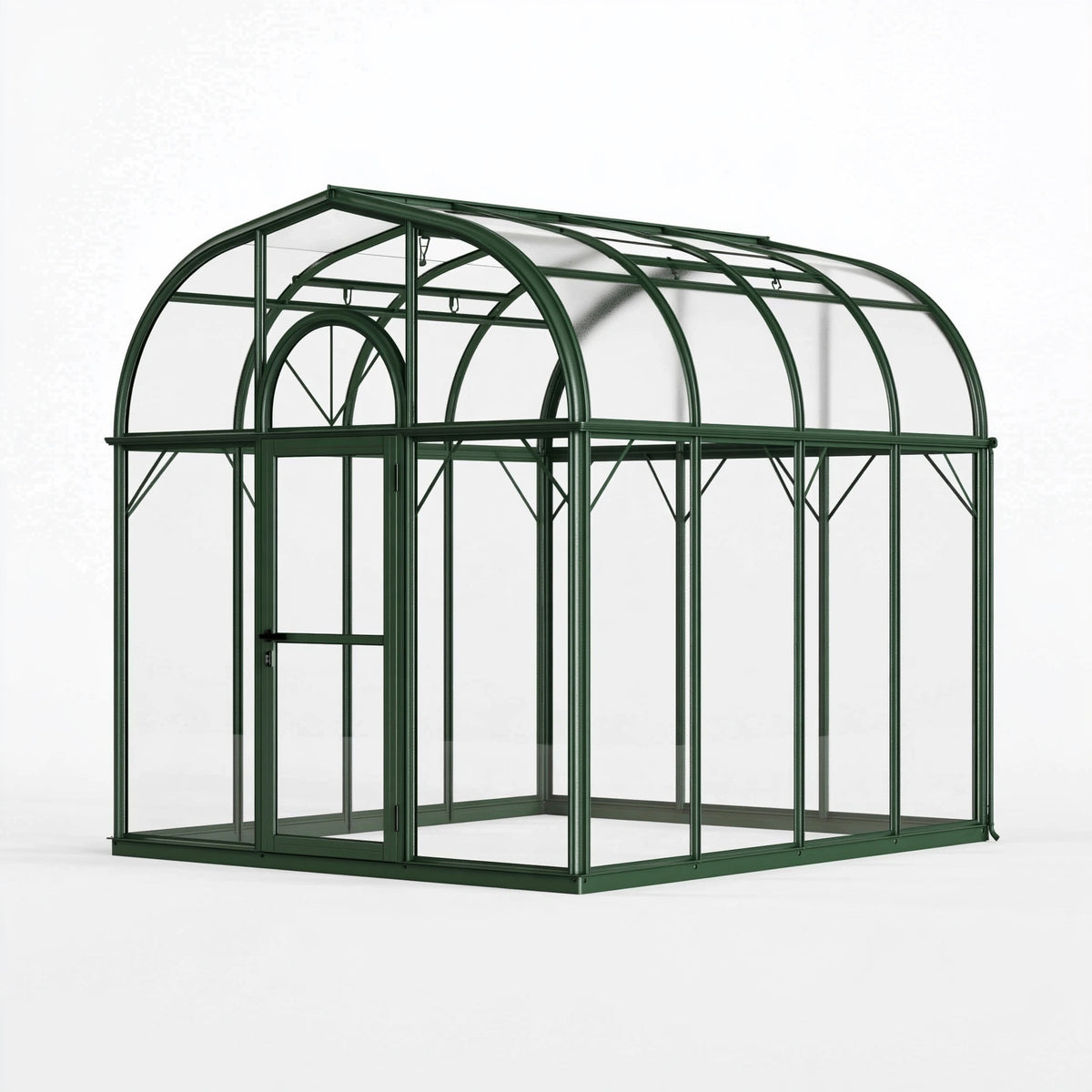 Serre de jardin 300 x 240 x 240 cm aluminium vert panneaux transparents style orangerie