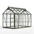 Serre de jardin 600 x 300 x 300 cm en verre et métal vert style victorien