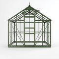 Serre de jardin 240 x 240 x 250 cm en métal et verre vert avec porte battante