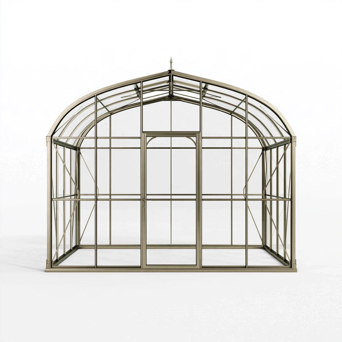 Serre de jardin 300 x 250 x 260 cm en métal et verre gris style victorien