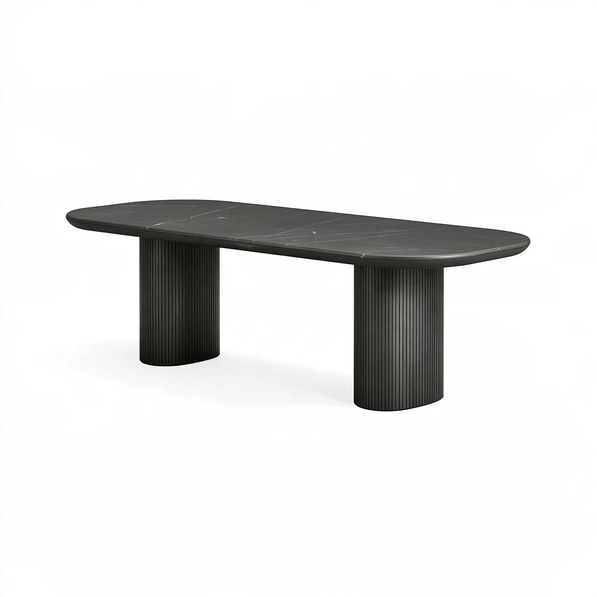 Table à manger 200 x 100 x 75 cm noire plateau effet marbre style contemporain