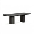Table à manger ovale 180 x 90 cm noire en bois et plateau aspect marbre - style contemporain