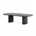 Table à manger ovale 220 x 110 cm en bois gris foncé style contemporain
