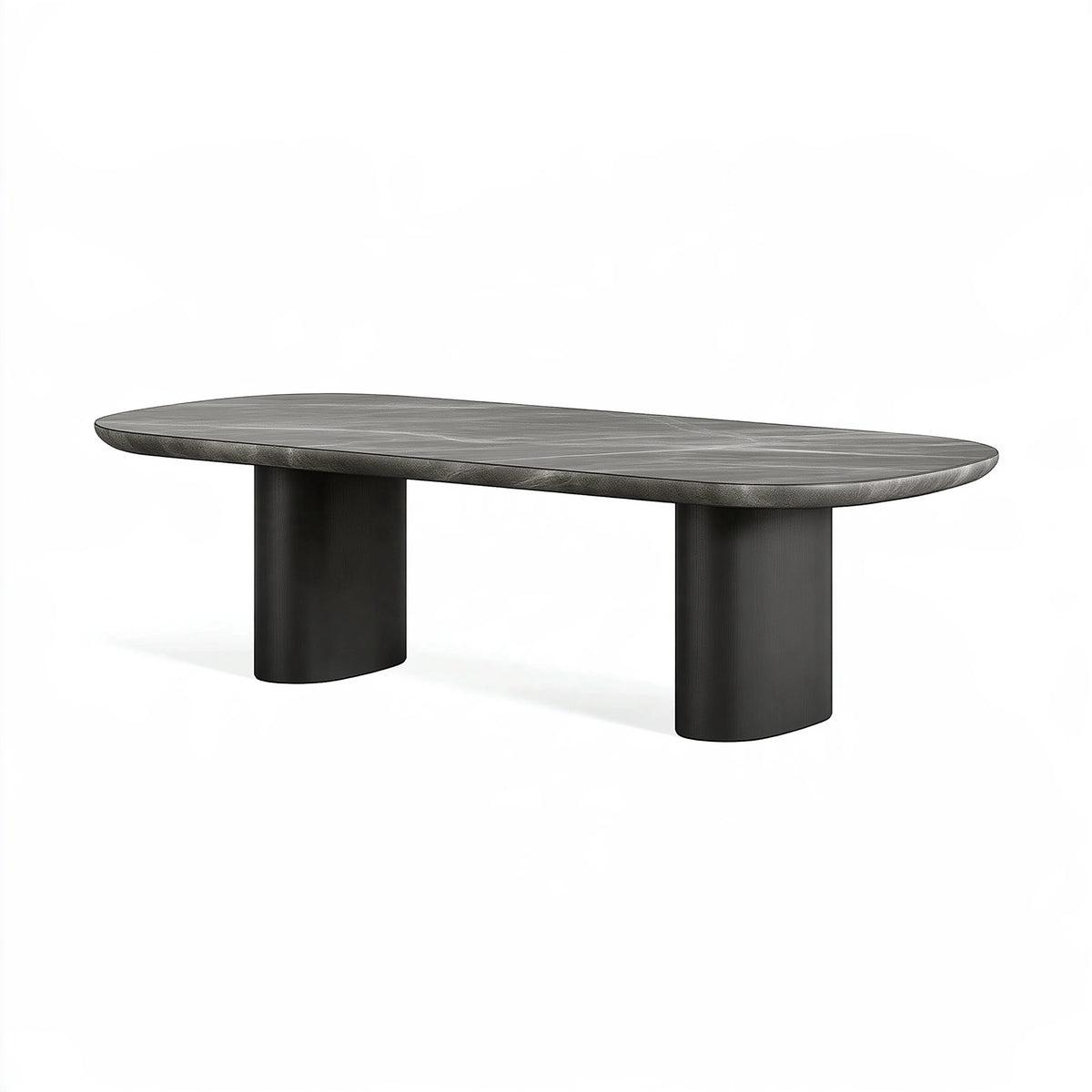 Table à manger ovale 220 x 110 cm en bois gris foncé style contemporain