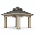 Pavillon de jardin 400 x 400 cm structure métallique beige et gris anthracite style classique