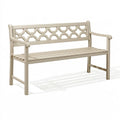 Banc de jardin 120 x 60 x 85 cm en métal beige à dossier décoratif